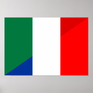 Poster drapeau de la france italie à mi-symbole