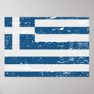 POSTER DRAPEAU DE LA GRÈCE
