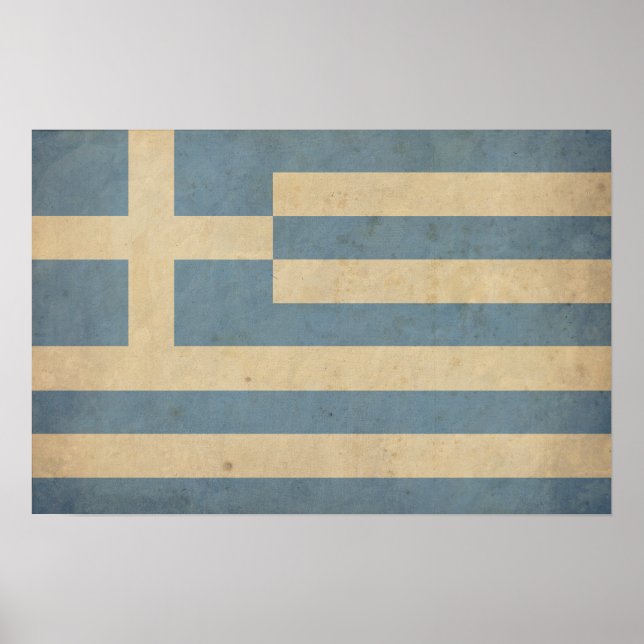 Poster Drapeau de la Grèce vintage (Devant)
