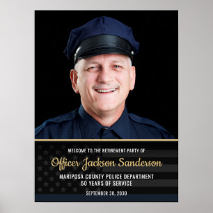 Poster Drapeau de la ligne bleue de retraite de police Ph