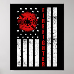 Poster Drapeau de la ligne rouge mince du drapeau américa