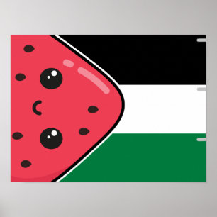 Poster Drapeau de la Palestine mignonne avec Palestin san