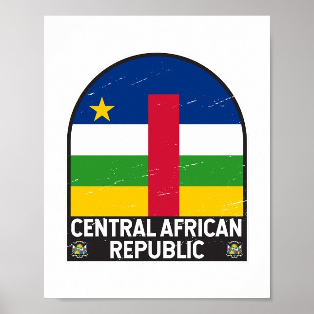 Poster Drapeau de la République Centrafricaine Emblème dé (Devant)