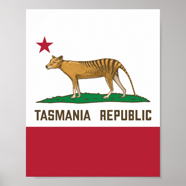 Poster Drapeau de la République de Tasmanie Thylacine Tas (Devant)