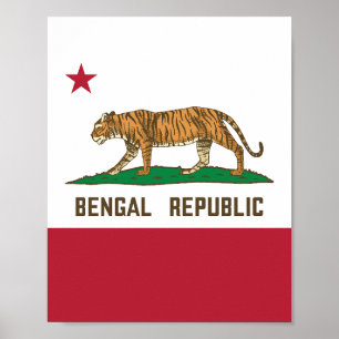 Poster Drapeau de la République du Bengale de Tiger