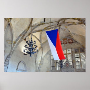 Poster Drapeau de la République tchèque dans le château d