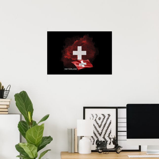 Poster Drapeau de la Suisse (Bureau à domicile)