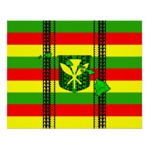 Poster Drapeau de la tribu insulaire Kanaka Maoli