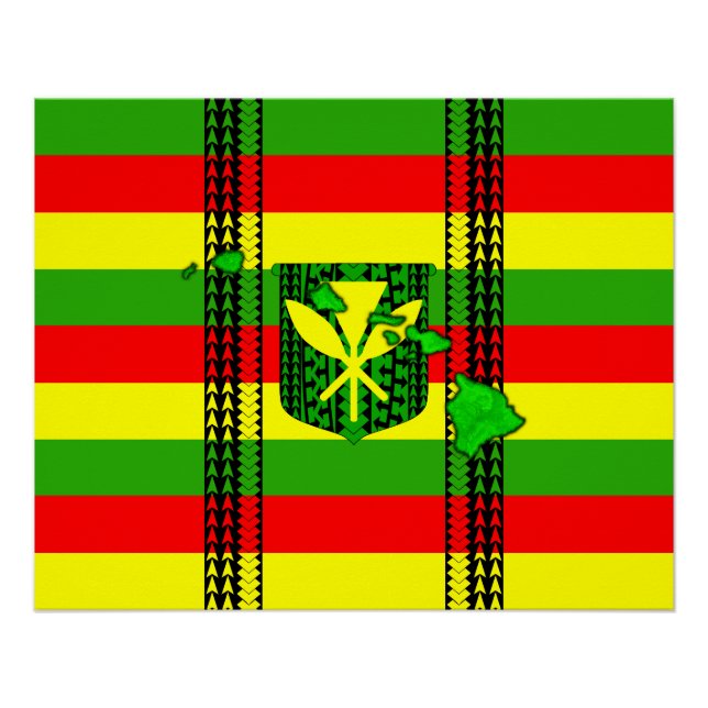 Poster Drapeau de la tribu insulaire Kanaka Maoli (Devant)