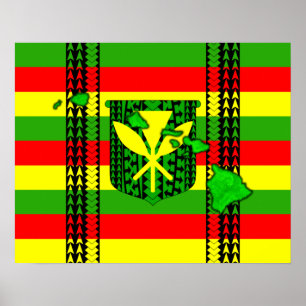 Poster Drapeau de la tribu insulaire Kanaka Maoli