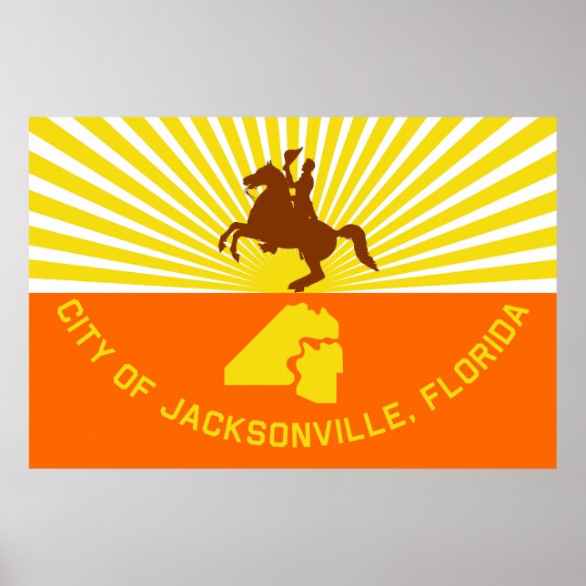 Poster Drapeau de la ville de Jacksonville Floride États- (Devant)