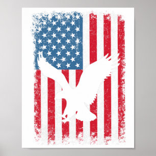 Poster Drapeau de l'aigle américain du 4 juillet Indépend