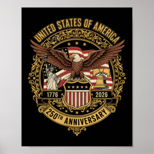 Poster Drapeau de l'aigle du 250e anniversaire de l'Améri