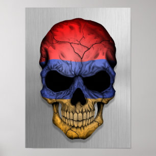 Poster Drapeau de l'Arménie sur un graphique en acier de