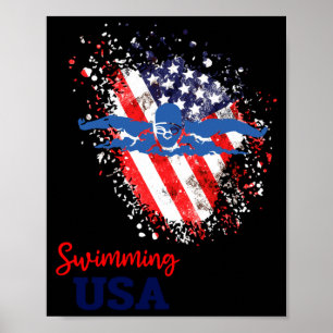 Poster Drapeau de l'équipe de soutien de natation Nageur