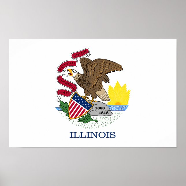 Poster Drapeau de l'État de l'Illinois (Devant)