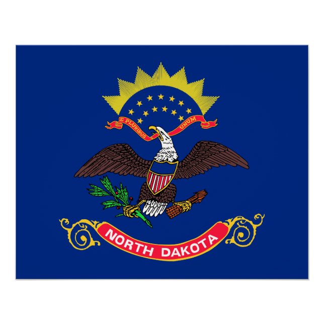 Poster Drapeau de l'État du Dakota du Nord (Devant)