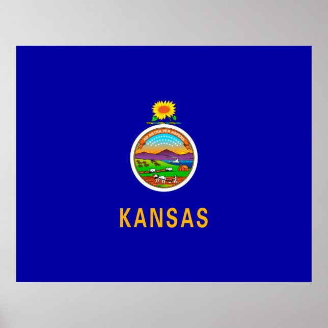 Poster Drapeau de l'État du Kansas (Devant)