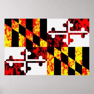 Poster Drapeau de l'État du Maryland Pop Art