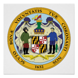 Poster drapeau de l'état du Maryland sceau de la républiq