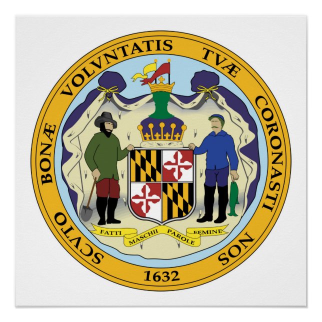 Poster drapeau de l'état du Maryland sceau de la républiq (Devant)