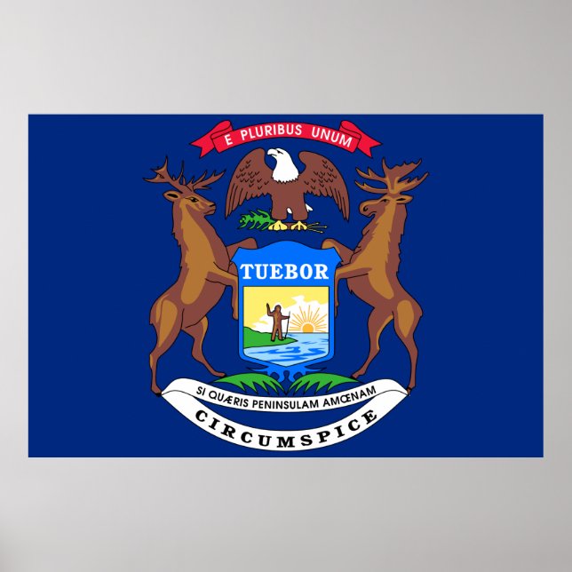 Poster Drapeau de l'État du Michigan (Devant)