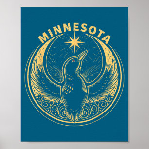 Poster drapeau de l'état du Minnesota rebelle plongeur Mi