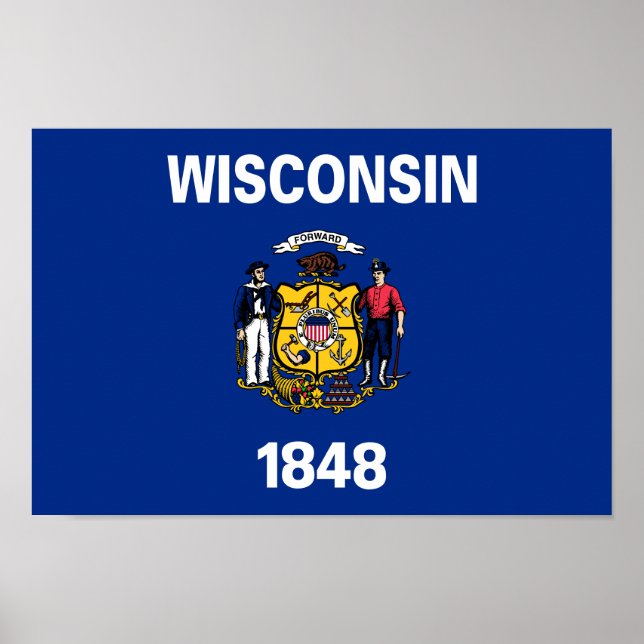 Poster Drapeau de l'État du Wisconsin (Devant)