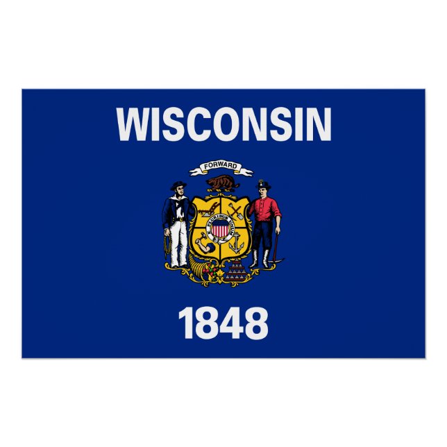 Poster Drapeau de l'État du Wisconsin (Devant)