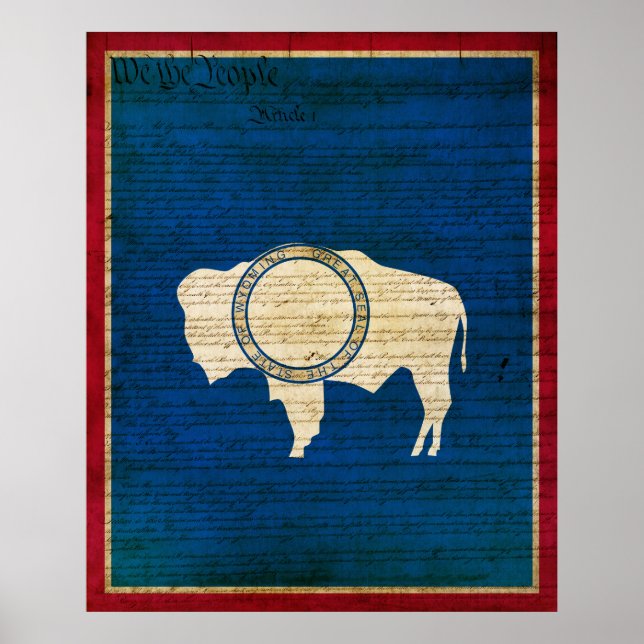 Poster Drapeau de l'État du Wyoming (Devant)