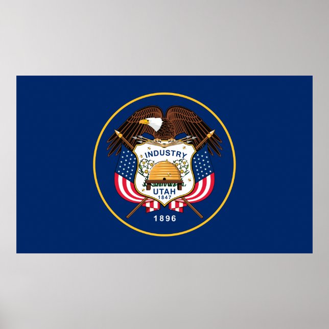 Poster Drapeau de l'état Utah (Devant)