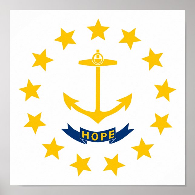 Poster Drapeau de l'île Rhode (Devant)