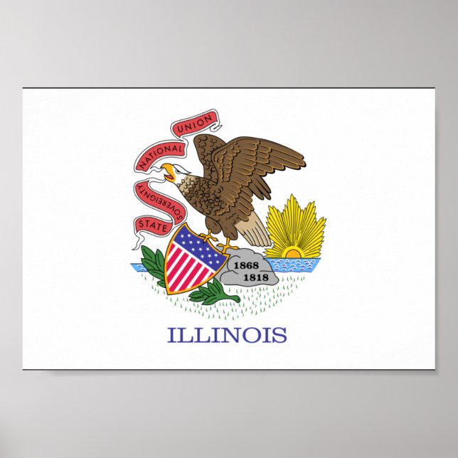Poster Drapeau de l'Illinois (Devant)