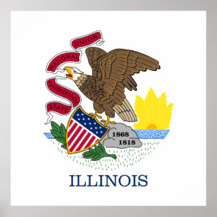 Poster Drapeau de l'Illinois