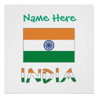 Drapeau de l'Inde personnalisé avec nom
