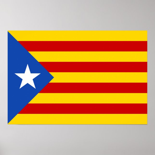 Poster Drapeau de l'indépendance catalane "L'Estelada Bla (Devant)