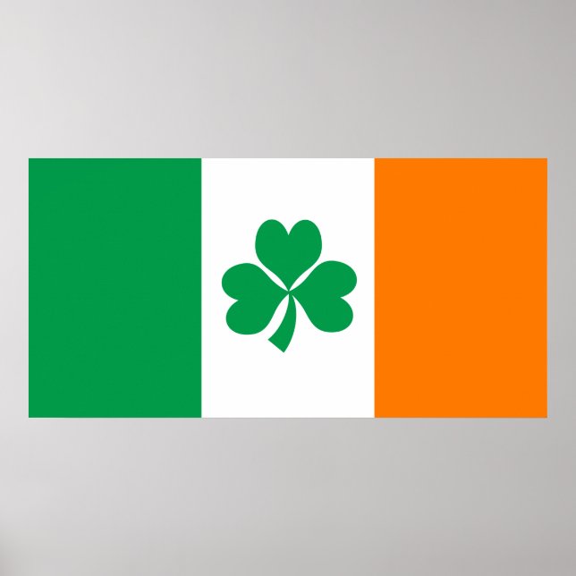 Poster Drapeau de l'Irlande Shamrock (Devant)