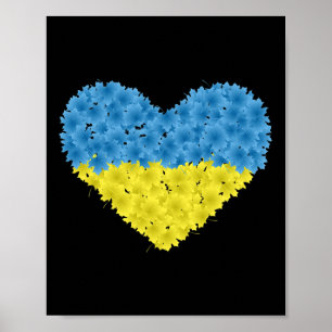Poster Drapeau de l'Ukraine Cœur Abstrait Hommes Femmes E