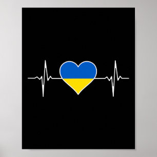 Poster Drapeau de l'Ukraine Cœur Racines Vacances Ukraini