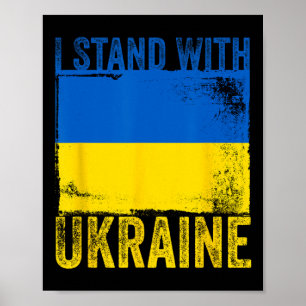 Poster Drapeau de l'Ukraine en détresse Je suis avec l'Uk