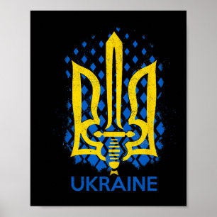 Poster Drapeau de l'Ukraine - Je suis avec l'Ukraine Drap