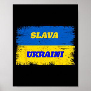 Poster Drapeau de l'Ukraine libre Slava Ukraini Fierté uk