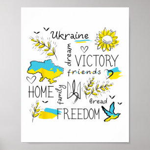 Poster Drapeau de l'Ukraine - Victoire - Liberté - Maison