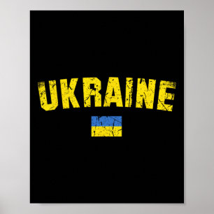 Poster Drapeau de l'Ukraine Vintage Hommes Femmes Enfants