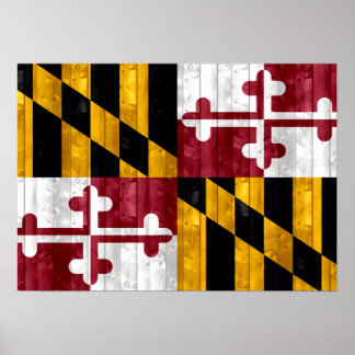 Poster Drapeau de Marylander en bois