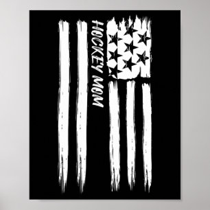 Poster Drapeau de mère de hockey sportif patriotique amér