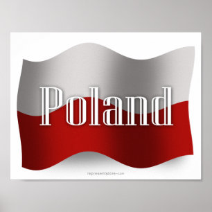 Poster Drapeau de ondulation de la Pologne