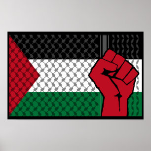 Poster Drapeau de Palestine, Sauvez Gaza, Libérez Gaza