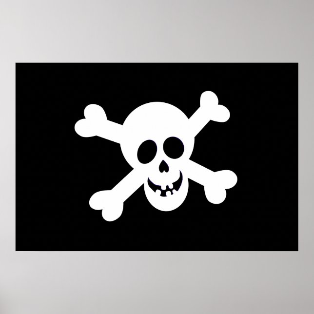 Poster Drapeau de pirate noir et blanc mignon (Devant)
