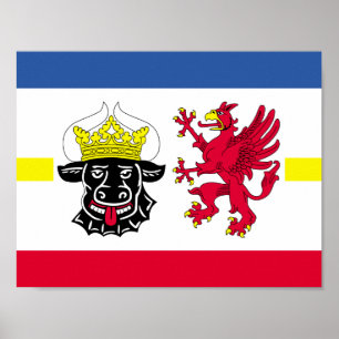 Poster Drapeau de Pomerania Mecklenburg-Occidental